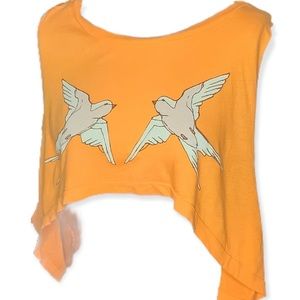 WILDFOX BAT WING OVERSIZED ORANGE CROP TOP TANK TOP BOHO FESTIVAL WEAR SZ MED